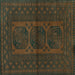 Square Southwestern Turquoise Country Rug, tr978turq