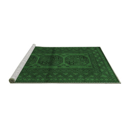 Sideview of Machine Washable Southwestern Emerald Green Country Area Rugs, wshtr978emgrn