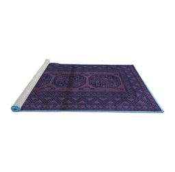 Sideview of Machine Washable Southwestern Blue Country Rug, wshtr978blu