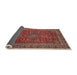 Sideview of Traditional Orange Salmon Pink Persian Rug, tr979