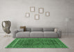 Machine Washable Persian Emerald Green Traditional Area Rugs in a Living Room,, wshtr979emgrn