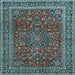 Square Machine Washable Persian Light Blue Traditional Rug, wshtr979lblu