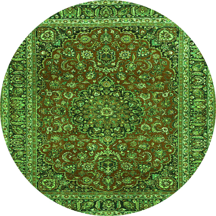 Square Persian Green Traditional Rug, tr979grn