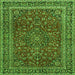 Round Machine Washable Persian Green Traditional Area Rugs, wshtr979grn