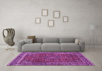 Machine Washable Persian Purple Traditional Rug, wshtr979pur