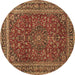 Round Persian Brown Traditional Rug, tr979brn