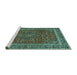Sideview of Machine Washable Persian Turquoise Traditional Area Rugs, wshtr979turq