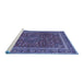Sideview of Machine Washable Persian Blue Traditional Rug, wshtr979blu
