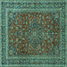 Square Machine Washable Persian Turquoise Traditional Area Rugs, wshtr979turq