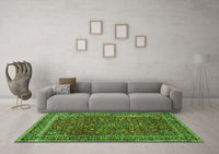 Machine Washable Persian Green Traditional Rug, wshtr979grn