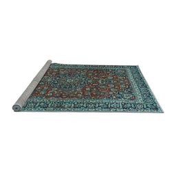 Sideview of Machine Washable Persian Light Blue Traditional Rug, wshtr979lblu