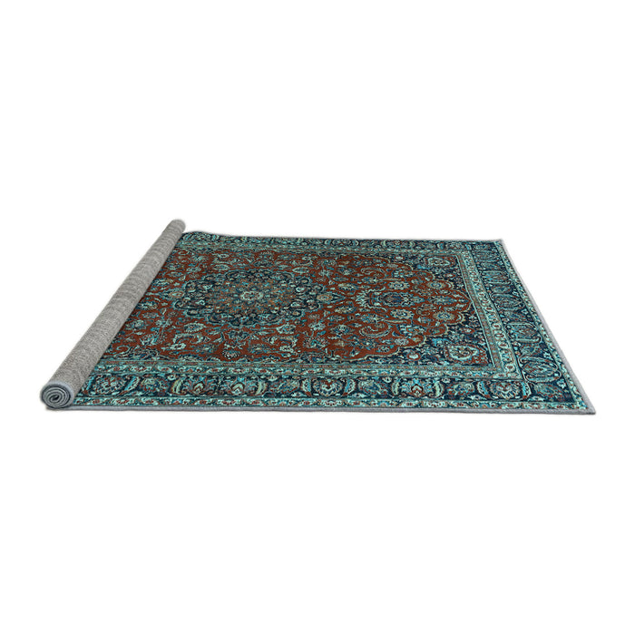 Sideview of Machine Washable Persian Light Blue Traditional Rug, wshtr979lblu