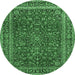 Round Persian Emerald Green Traditional Rug, tr979emgrn