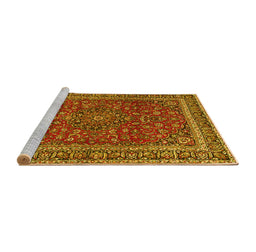 Sideview of Machine Washable Persian Yellow Traditional Rug, wshtr979yw