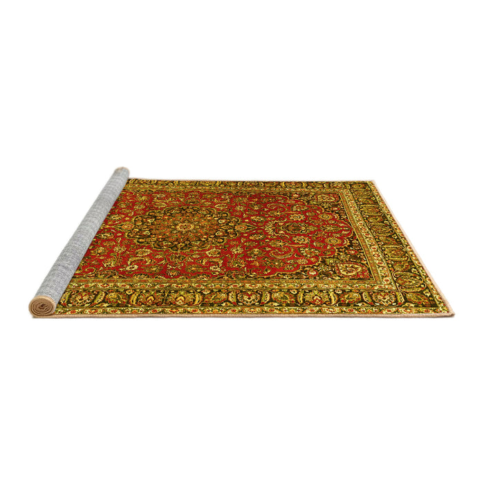 Sideview of Machine Washable Persian Yellow Traditional Rug, wshtr979yw