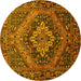 Round Machine Washable Persian Yellow Traditional Rug, wshtr97yw