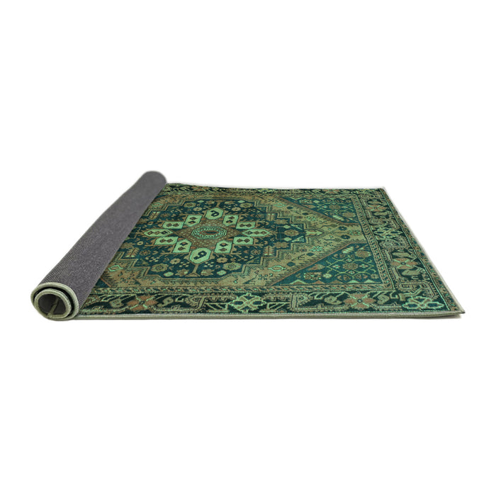 Sideview of Persian Turquoise Traditional Rug, tr97turq