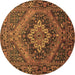 Round Machine Washable Persian Brown Traditional Rug, wshtr97brn