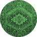 Round Persian Emerald Green Traditional Rug, tr97emgrn