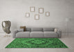 Machine Washable Persian Emerald Green Traditional Area Rugs in a Living Room,, wshtr97emgrn