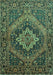 Machine Washable Persian Turquoise Traditional Area Rugs, wshtr97turq