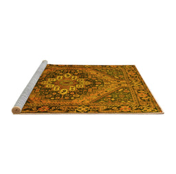 Sideview of Machine Washable Persian Yellow Traditional Rug, wshtr97yw