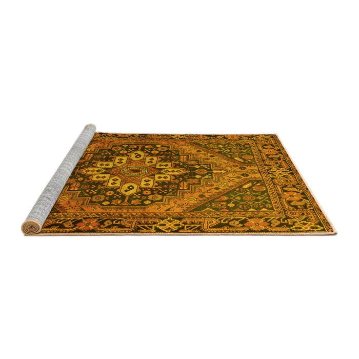 Sideview of Machine Washable Persian Yellow Traditional Rug, wshtr97yw