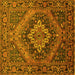 Square Machine Washable Persian Yellow Traditional Rug, wshtr97yw