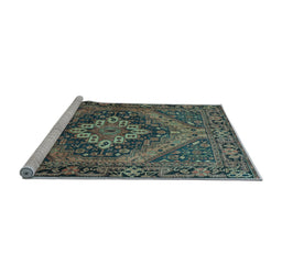 Sideview of Machine Washable Persian Light Blue Traditional Rug, wshtr97lblu