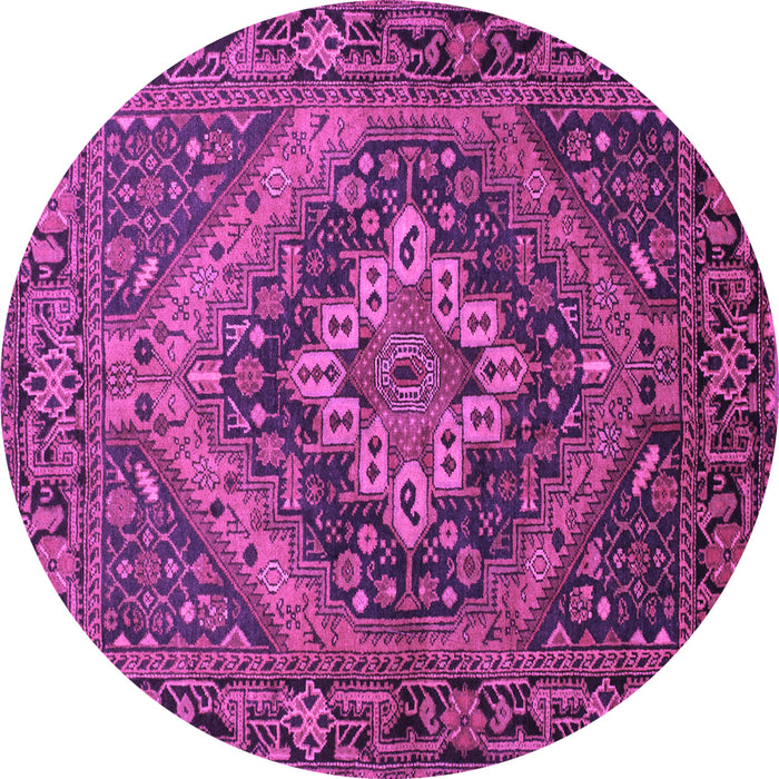 Round Persian Purple Traditional Rug, tr97pur