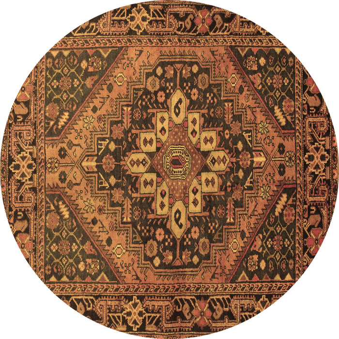 Round Persian Brown Traditional Rug, tr97brn