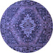 Round Machine Washable Persian Blue Traditional Rug, wshtr97blu