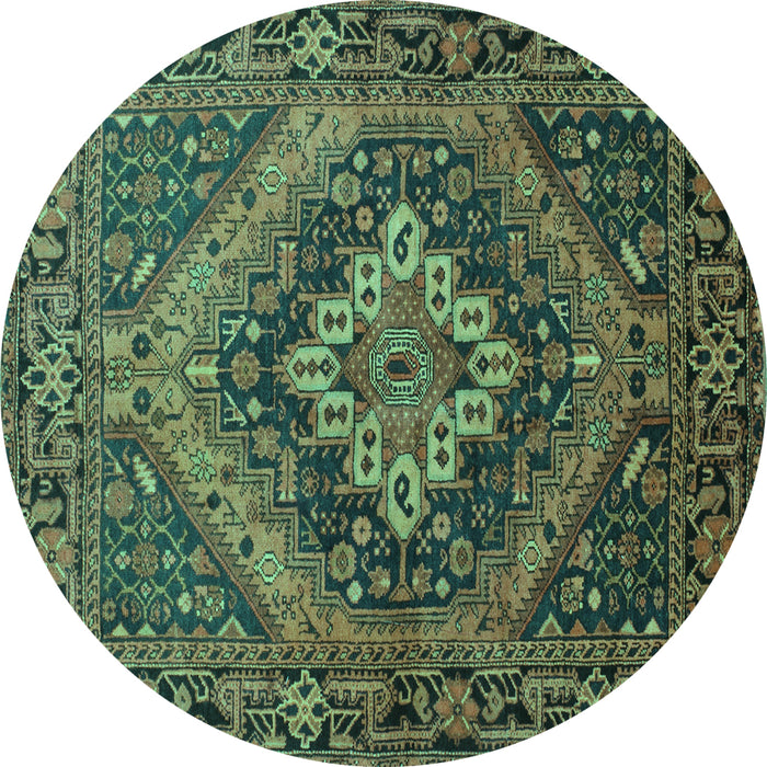 Round Persian Turquoise Traditional Rug, tr97turq