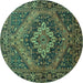 Round Persian Turquoise Traditional Rug, tr97turq