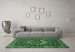 Machine Washable Persian Emerald Green Traditional Area Rugs in a Living Room,, wshtr980emgrn