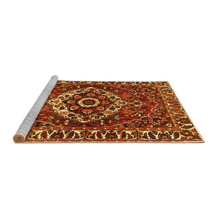 Sideview of Machine Washable Persian Yellow Traditional Rug, wshtr980yw