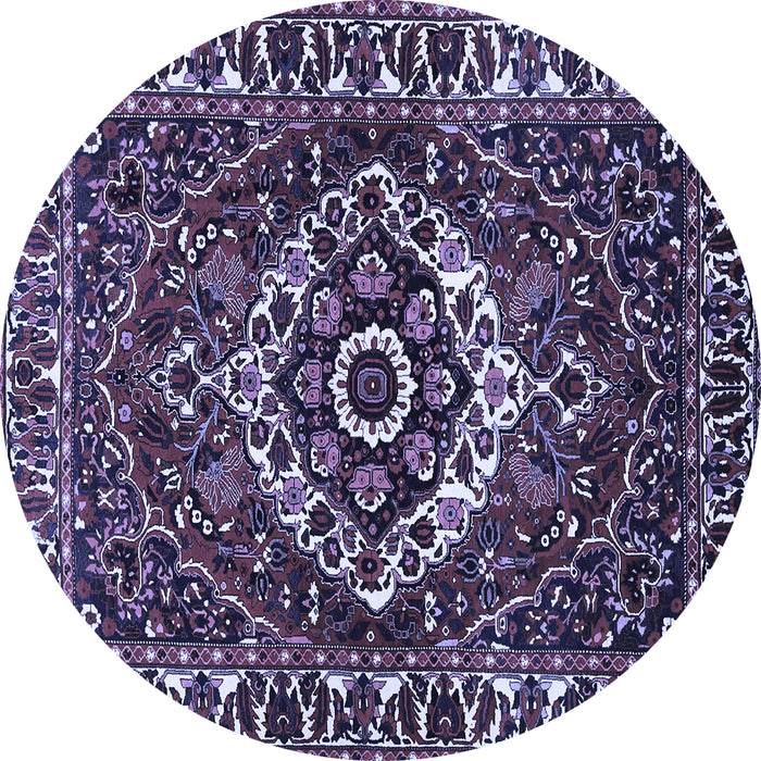 Round Machine Washable Persian Blue Traditional Rug, wshtr980blu