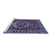 Sideview of Machine Washable Persian Blue Traditional Rug, wshtr980blu