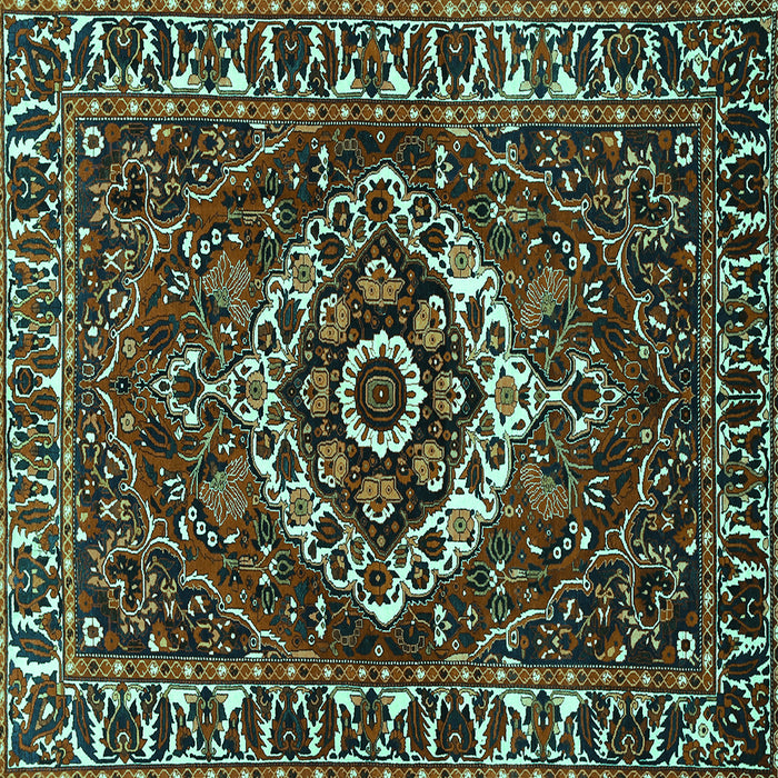 Square Machine Washable Persian Turquoise Traditional Area Rugs, wshtr980turq