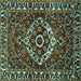 Square Machine Washable Persian Turquoise Traditional Area Rugs, wshtr980turq