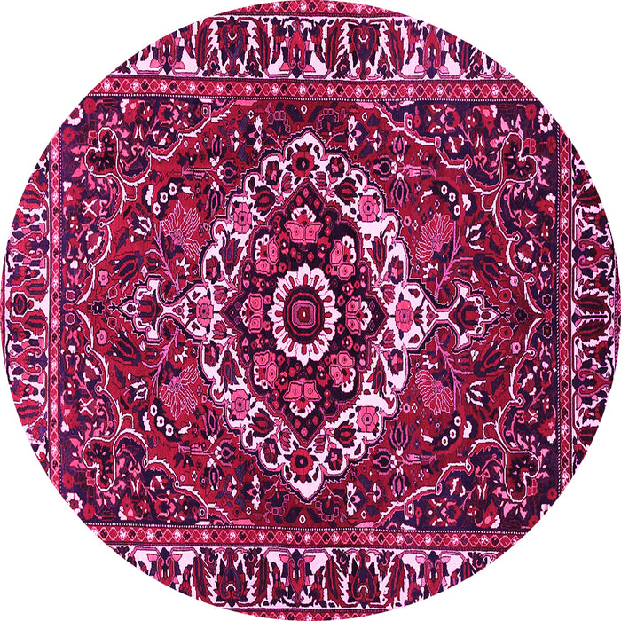Round Machine Washable Persian Pink Traditional Rug, wshtr980pnk
