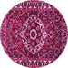 Round Machine Washable Persian Pink Traditional Rug, wshtr980pnk