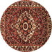 Round Persian Brown Traditional Rug, tr980brn