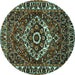 Round Machine Washable Persian Turquoise Traditional Area Rugs, wshtr980turq