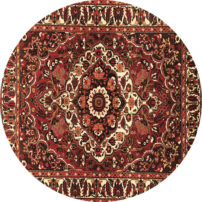 Round Machine Washable Persian Brown Traditional Rug, wshtr980brn