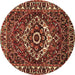 Round Machine Washable Persian Brown Traditional Rug, wshtr980brn