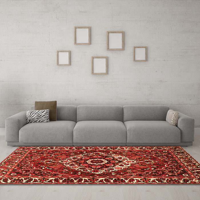 Machine Washable Persian Orange Traditional Area Rugs in a Living Room, wshtr980org