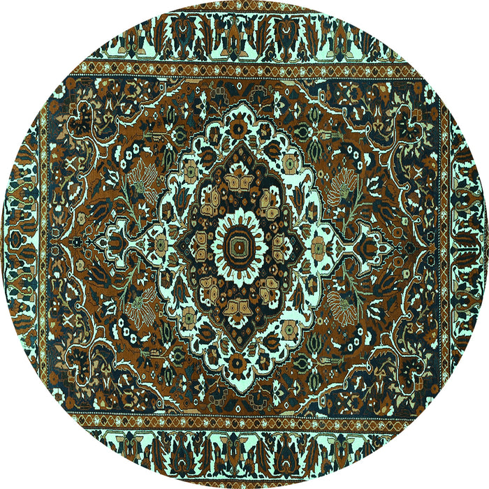 Round Persian Turquoise Traditional Rug, tr980turq