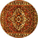 Round Machine Washable Persian Yellow Traditional Rug, wshtr980yw