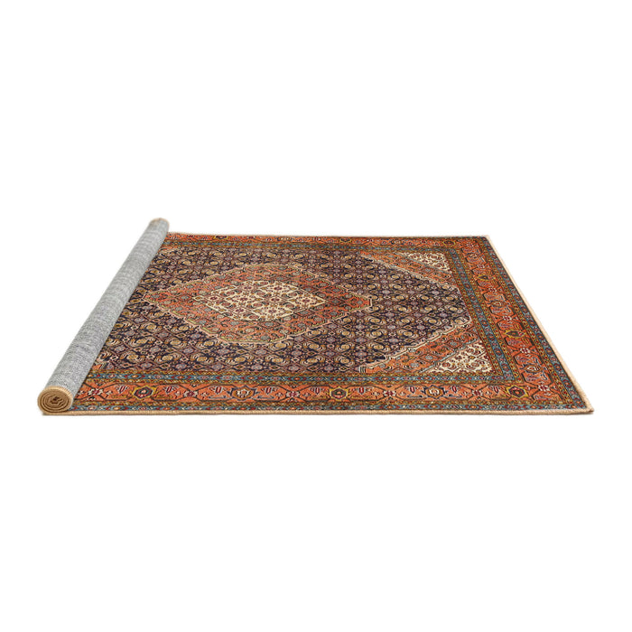 Sideview of Machine Washable Traditional Saffron Red Rug, wshtr981